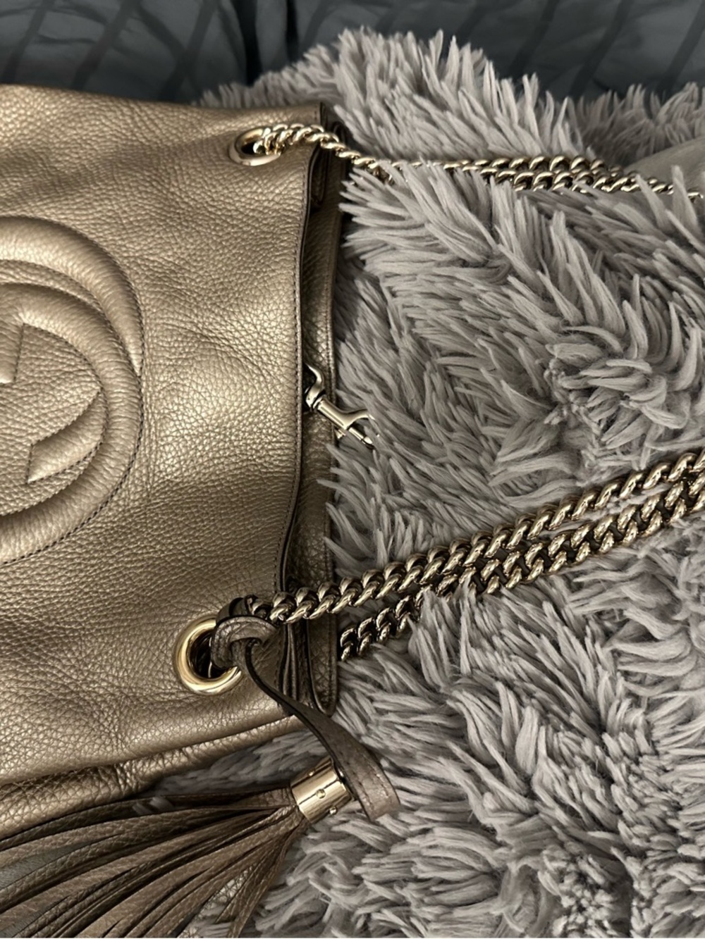 Gucci Metallic Taupe Soho Leather Shoulder Bag - Picture 4 of 8